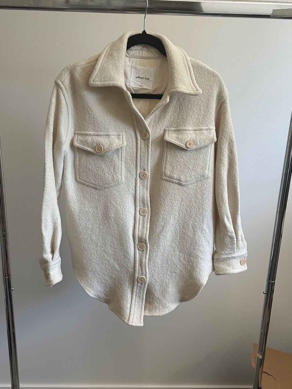 Wilfred Free Oatmeal Wool Shacket | 100% Merino Wool | Aritizia Size S